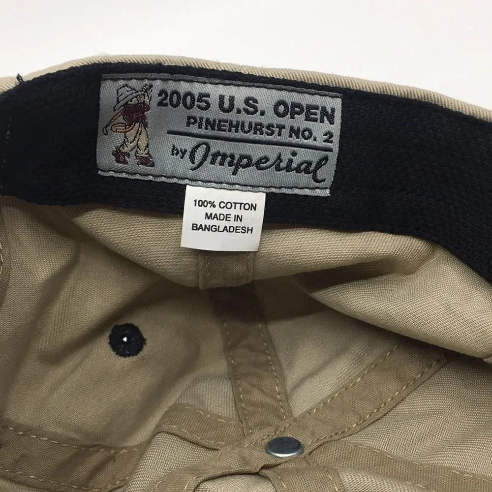 Vintage 2005 US Open Pinehurst No.2 Golf Tan Cotton Embroidered Baseball Cap
